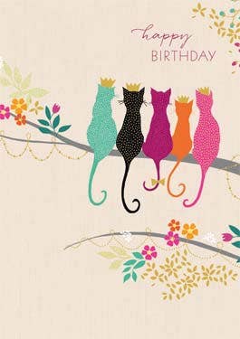 Colored Cats Birthday Card