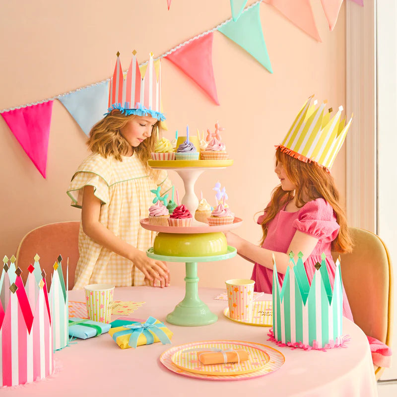 Striped Party Crowns - pack of 8