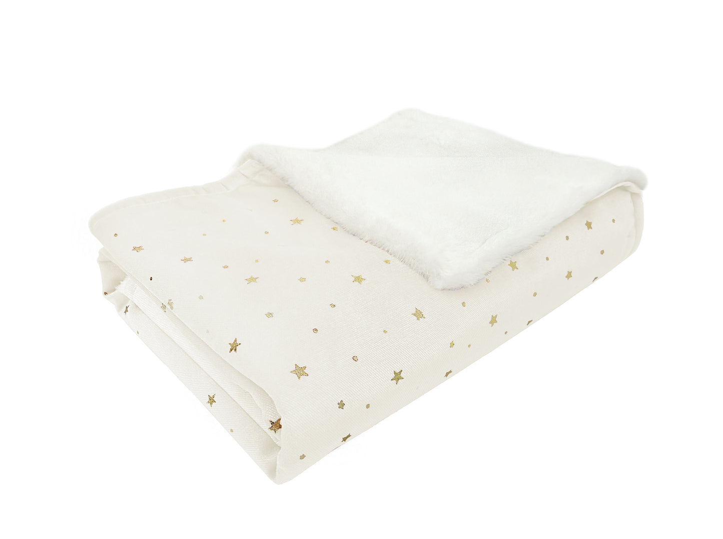 Celestial Velvet and Faux Fur Baby Blanket - White