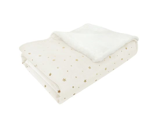 Celestial Velvet and Faux Fur Baby Blanket - White