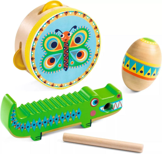 Animambo 3 Piece Set - Guiro, Maraca, Tambourine