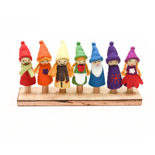 Rainbow Colorful Gnomes Finger Puppet Set